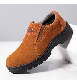 Men Cowhide Suede Breathable Soft Sole Non Slip Comfy Working Casual Safety Labor Shoes