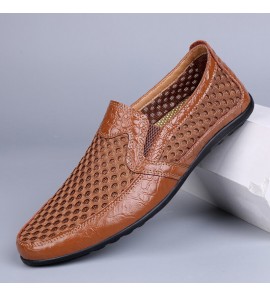 Men Genuine Leather Breathable Non Slip Comforty Leisure Bussiness Shoes