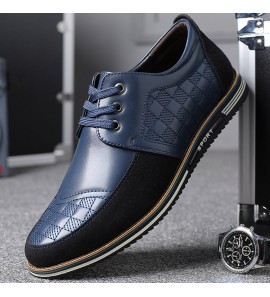 Men Microfiber Leather Splicing Non Slip Soft Business Casual Shoes