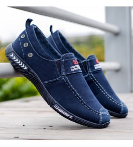 Men Washed Canvas Slip On Comfy Breathable Casual Shoes