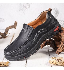 Men Retro Microfiber Leather Comfy Slip-on Outdoor Non Slip Casual Flat Shoes