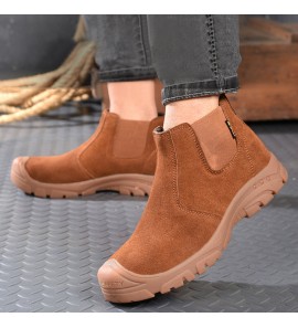 Men Steel Toe Puncture Proof Elastic Band Safety Work Boots