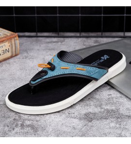 Men Outdoor Beach Slip On Denim Fabric Casual Flip Flop Slippers